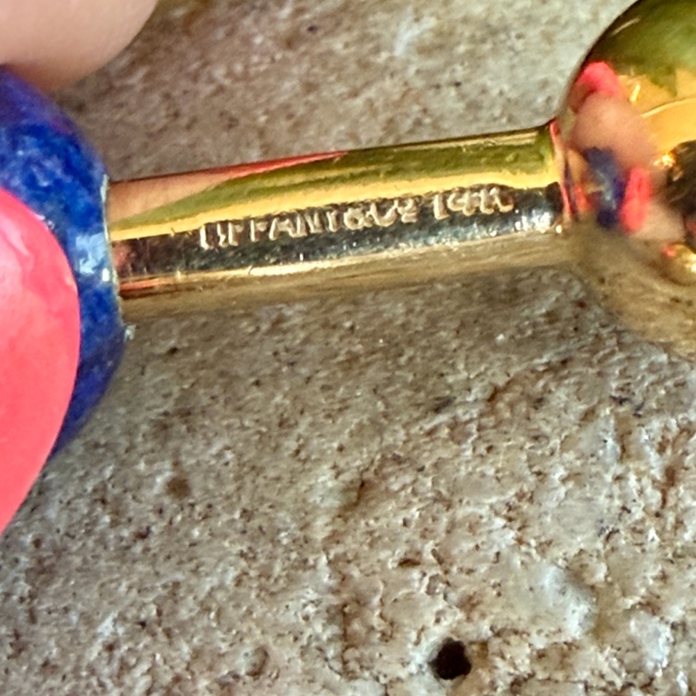 Tiffany 14 karat gold and lapis cufflinks - Picture 8 of 10